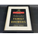 A framed and glazed pub/brewery sign advertising Fuller's Independent Family Brewers, with inset