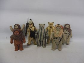 A quantity of Ewoks and accessories, to include Teebo, Warok, Pabloo and others.