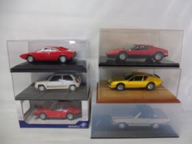 Six cased models to include a Hotwheels Ferrari Dino 306.