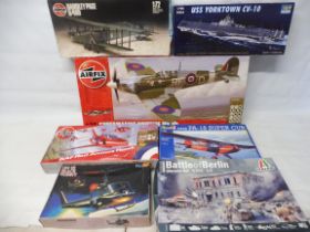 Seven boxed kits to include Red Arrows, Spitfire, Black Bunny etc. various scales including 1:72,