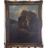 William Pitt (British, c.1818-1900), Clovelly, N. Devon, oil on canvas, signed and titled verso,