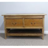 An early 20thC pine Dresser Base, W 137.5cm x  H 82.5cm x D 42cm.