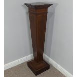 An Edwardian inlaid mahogany torchere plant stand, has a split top. W 31cm x H 118cm x D 31cm.