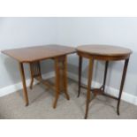 An Edwardian oak Sutherland table, with canted corners to the rectangular top mounted on square