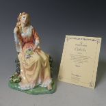 A Royal Doulton limited edition figure of Ophelia, HN3674, (13/5000), with certificate of