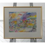 Veni Gligorova-Smith, "Village", limited edition print no.455/500, 36cm x 50cm, framed, together