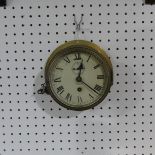 A Smith 8 Day brass ship's Bulkhead Clock, with brass door bezel and key, the 6-inch circular dial