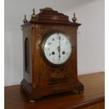 A Regency-style mahogany Bracket Clock, the case with gilt-metal mounts and floral inlays,