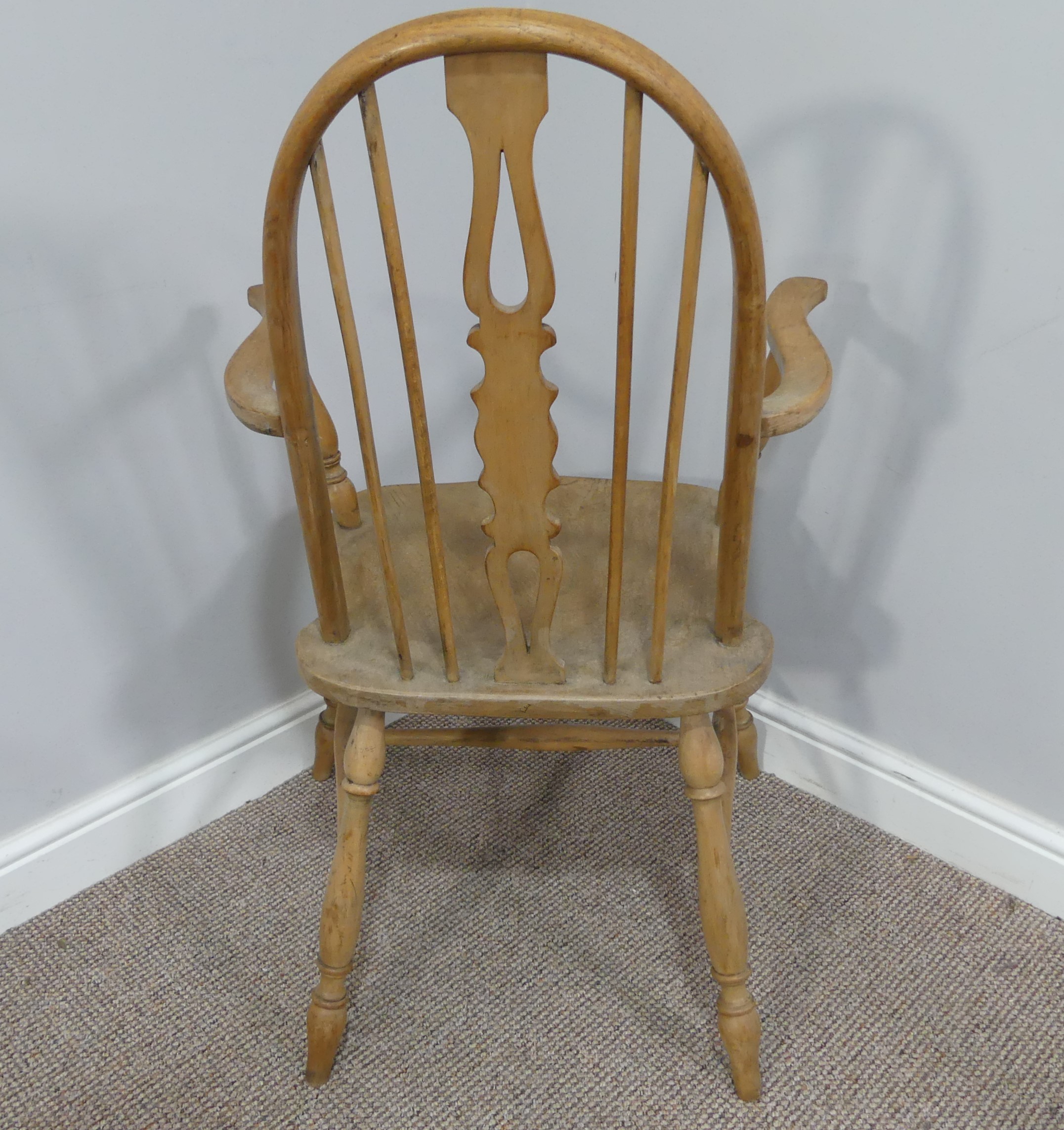 A set of six ash and elm Windsor Armchairs, with hoop backs, W 59cm x H 100cm x D 56cm (6) - Image 13 of 13