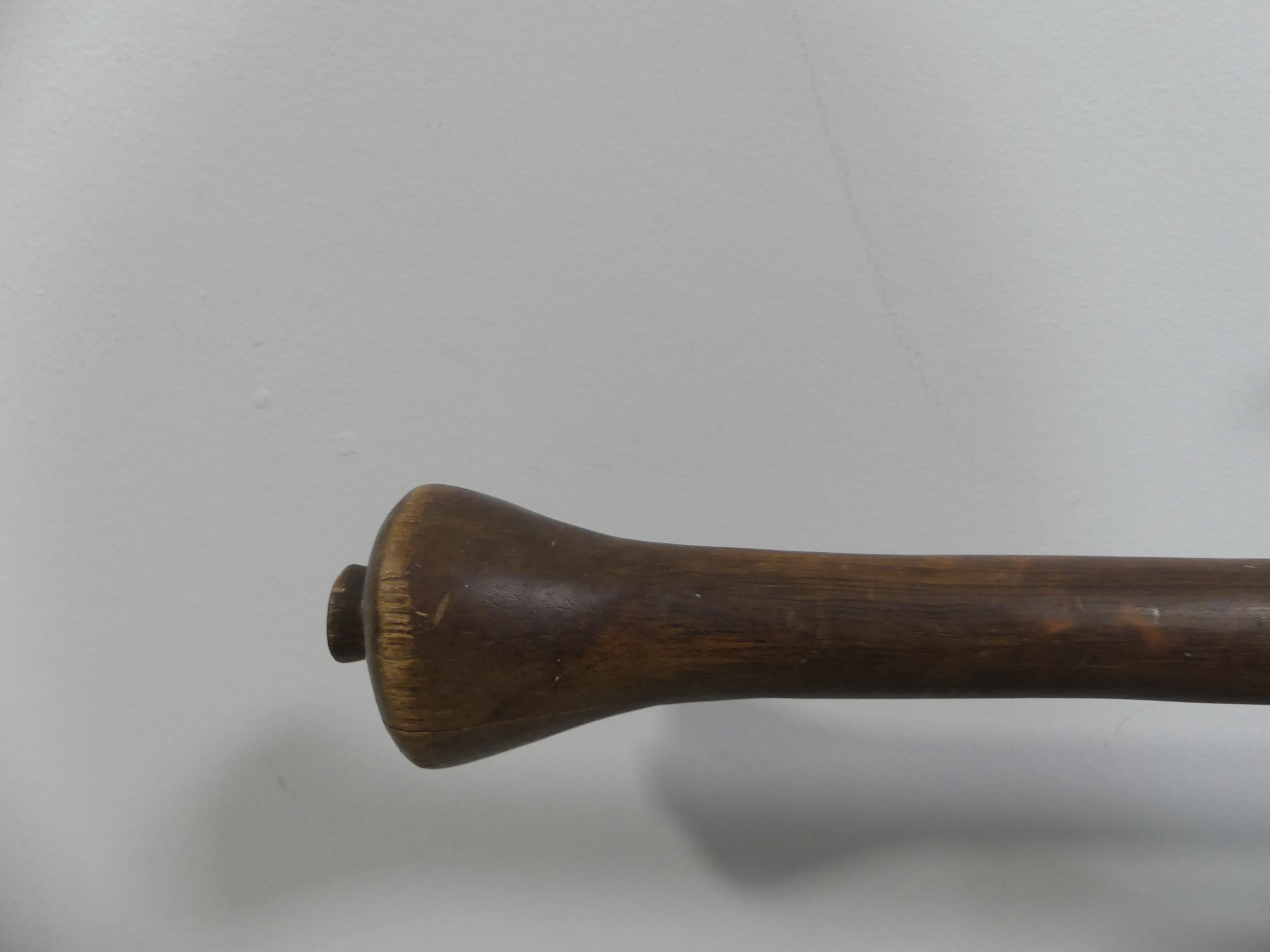 An Edwardian mahogany wall-mounted Stick Stand, with six pairs of hooks, W:51cm x H:61cm, together - Image 4 of 17