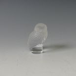 A Lalique frosted glass Paperweight modelled as an Owl, with incised signature near base, H 9cm.