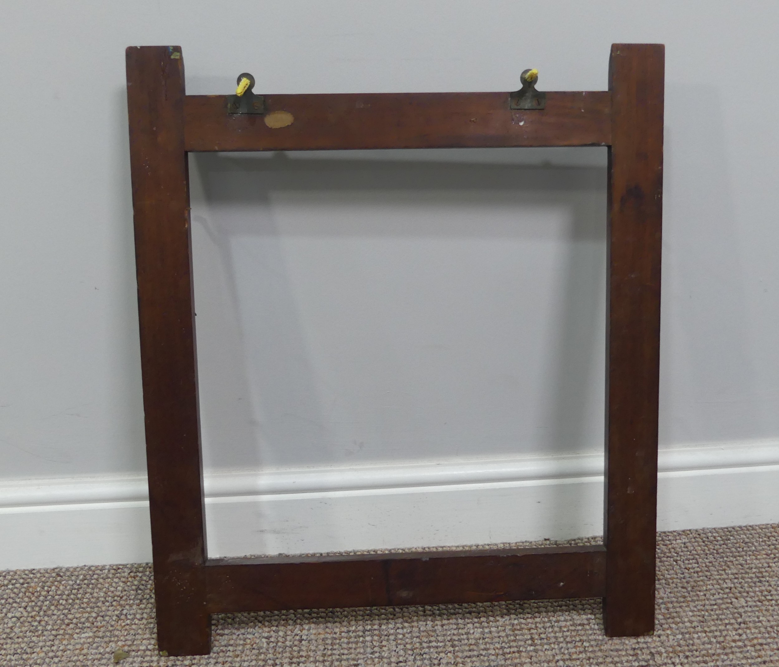 An Edwardian mahogany wall-mounted Stick Stand, with six pairs of hooks, W:51cm x H:61cm, together - Image 16 of 17