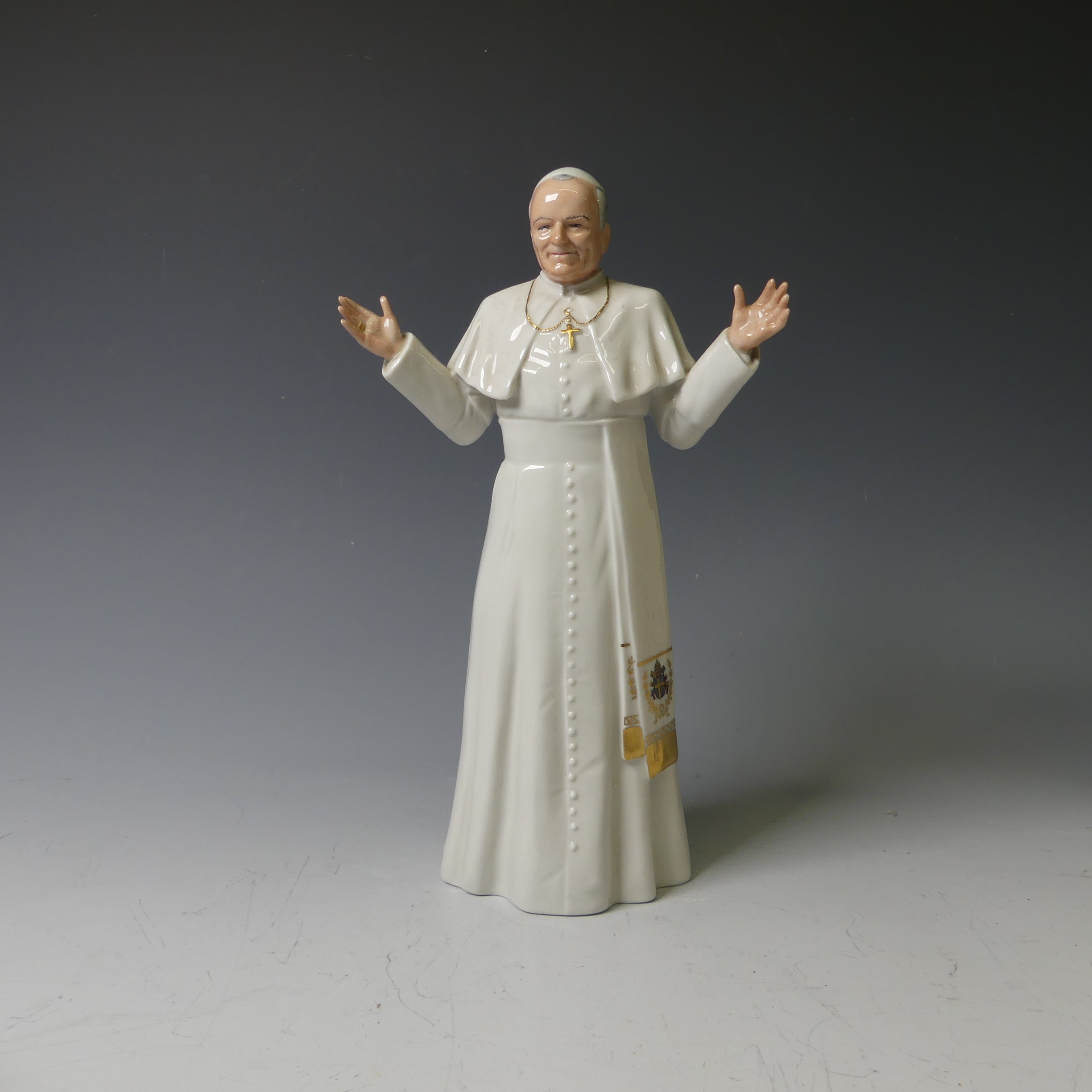 A Royal Doulton limited edition figure of Pope John Paul II, HN4477, (no.760), with box and - Image 6 of 8