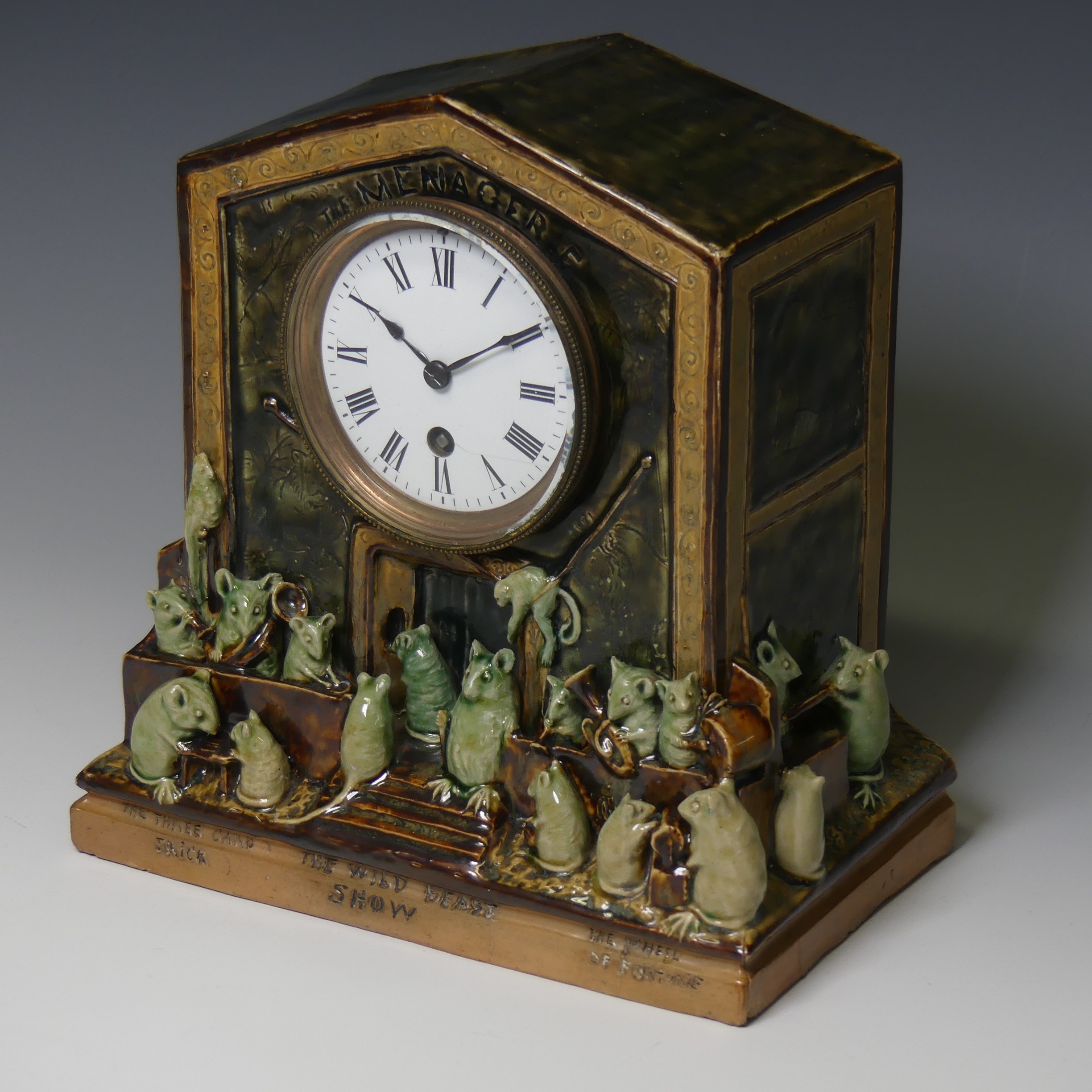 George Tinworth (1843-1913) for Doulton Lambeth; The 'Menagerie' Clock, c.1885. A very rare and fine - Image 3 of 25