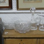 A mid 20thC Orrefors glass Decanter, signed on the base, together with a Dartington Crystal ice