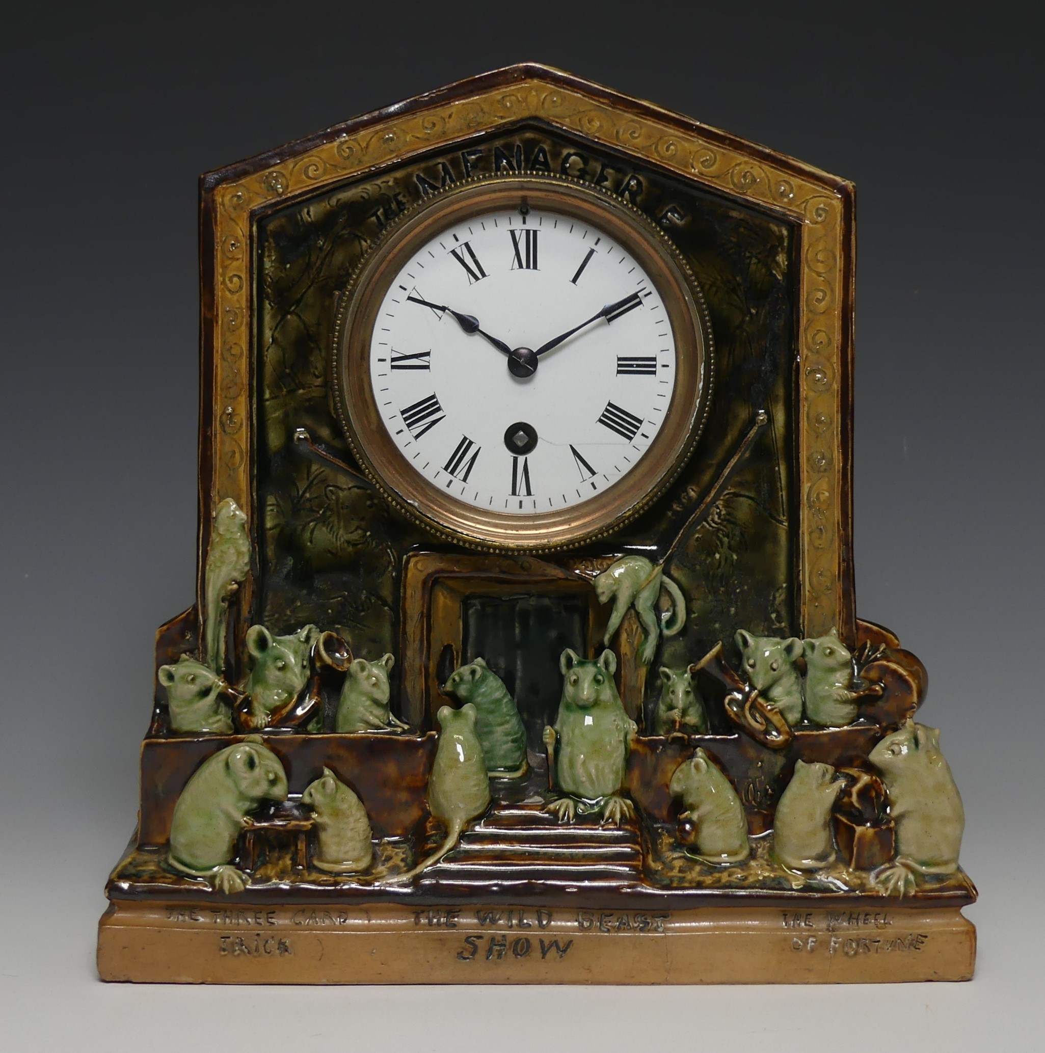 George Tinworth (1843-1913) for Doulton Lambeth; The 'Menagerie' Clock, c.1885. A very rare and fine - Image 2 of 25