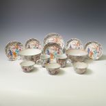 A small quantity of antique Chinese famille rose Teawares, to comprise three Teabowls, five Saucers,