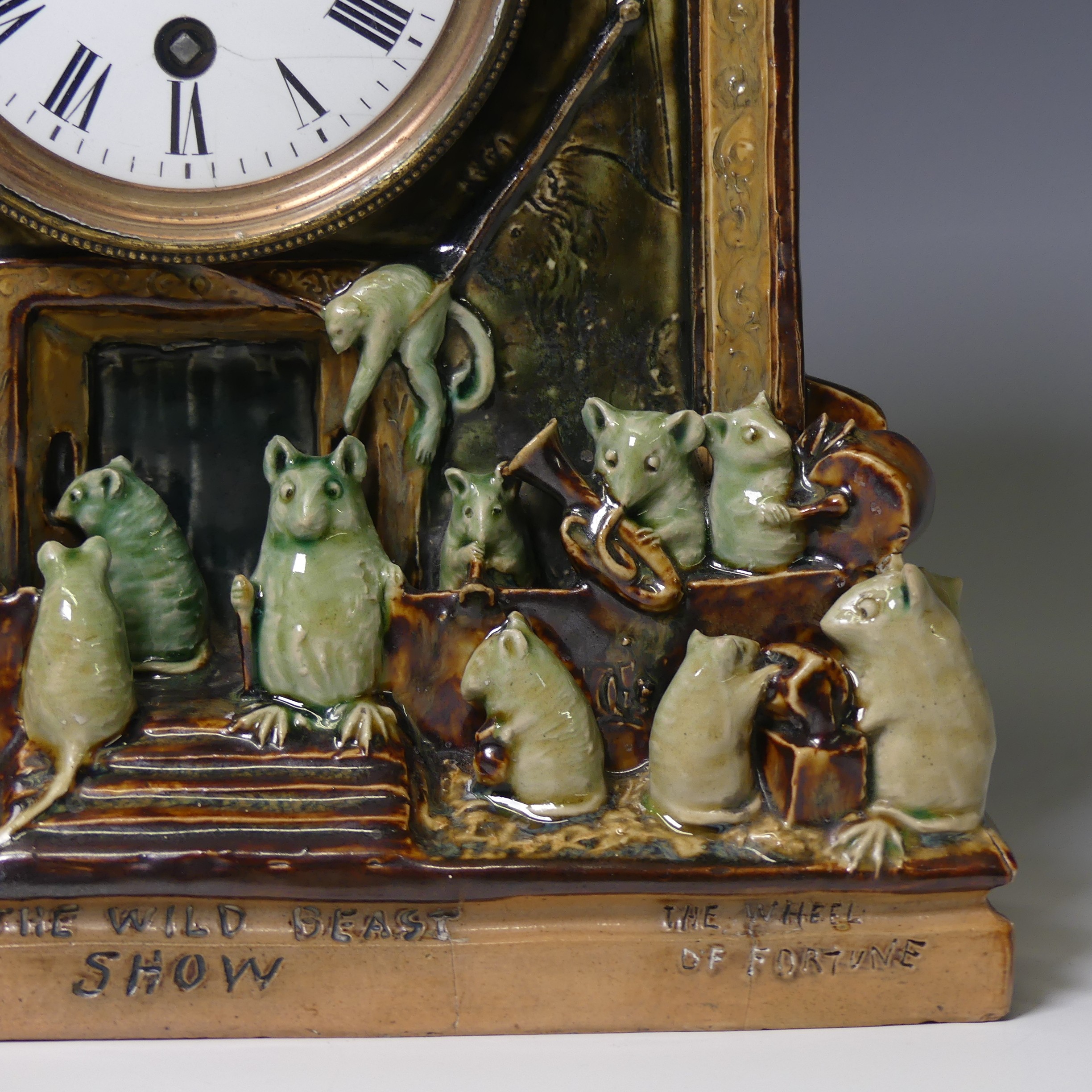 George Tinworth (1843-1913) for Doulton Lambeth; The 'Menagerie' Clock, c.1885. A very rare and fine - Image 6 of 25