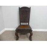 A 19th century ornate Anglo-Indian hardwood side Chair, with all-over intricately carved and pierced
