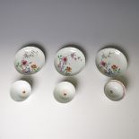A pair of 19thC Chinese famille rose porcelain Teabowls, decorated in enamels of flora, D 8cm,