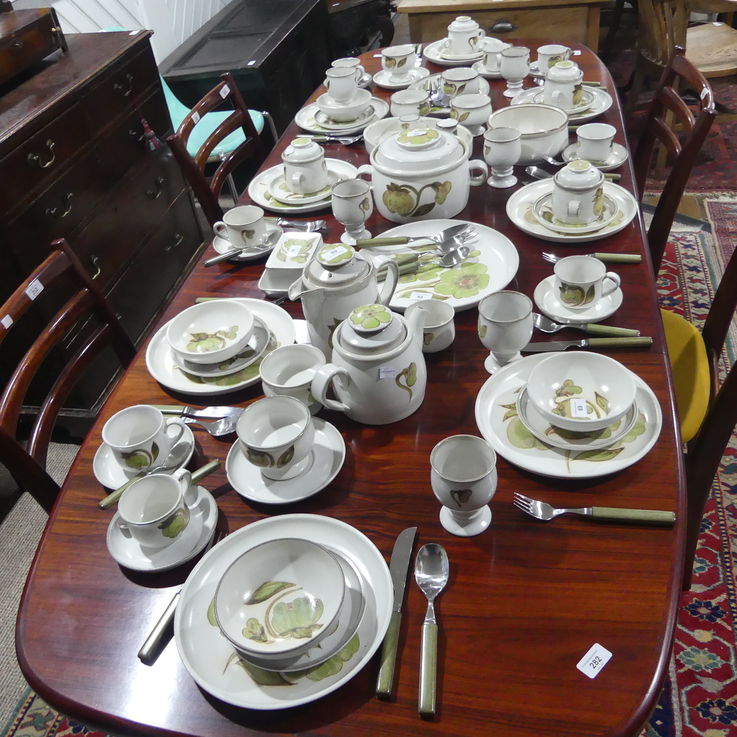 A Denby 'Trobadour' pattern Dinner and Tea Service, comprising eight Dinner Plates, eight Side