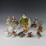 A Royal Doulton 'Lynne' Figure, H.N. 2329, together with a Beswich pottery Chaffinch, 991, other
