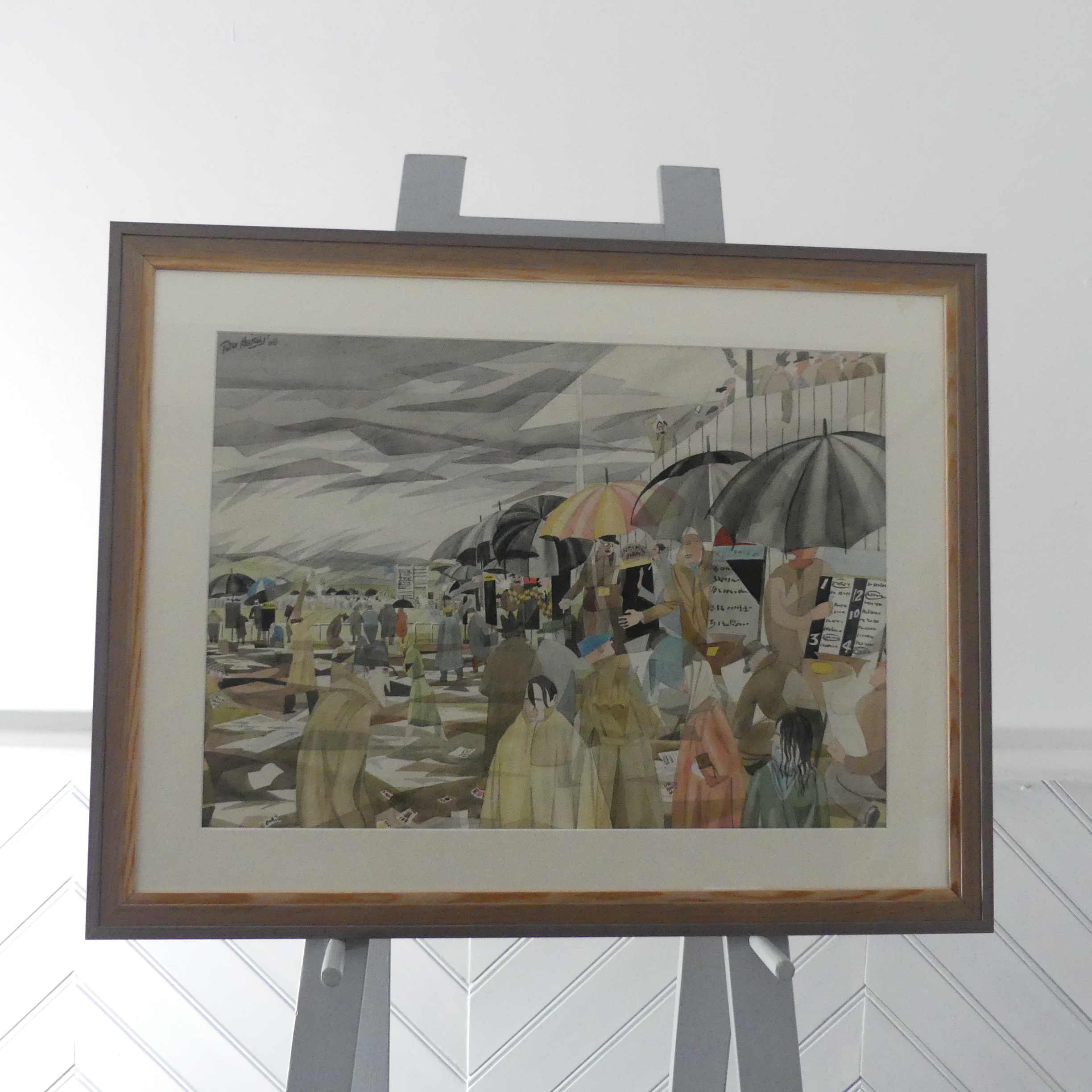 20th century school, A Day at the Races, pencil and watercolour, signed "Peter Maisey (?)" and dated