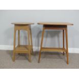 A vintage oak Side Table, of rounded square form with undertier, raised on square legs, W 61cm x D
