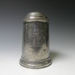 A Victorian pewter Tankard, with ruby flash glass base, with sports prize inscription from the '