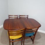 Skovby: a mid 20thC Danish rosewood Dining Suite,  comprising an extending Dining Table, W 135cm (