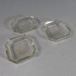 A small Baccarat glass Pin Tray, of rectangular form with canted corners, the centre with nude
