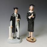 A Royal Doulton Character figure of Graduation, HN5039, together with a Graduate, HN3017, both