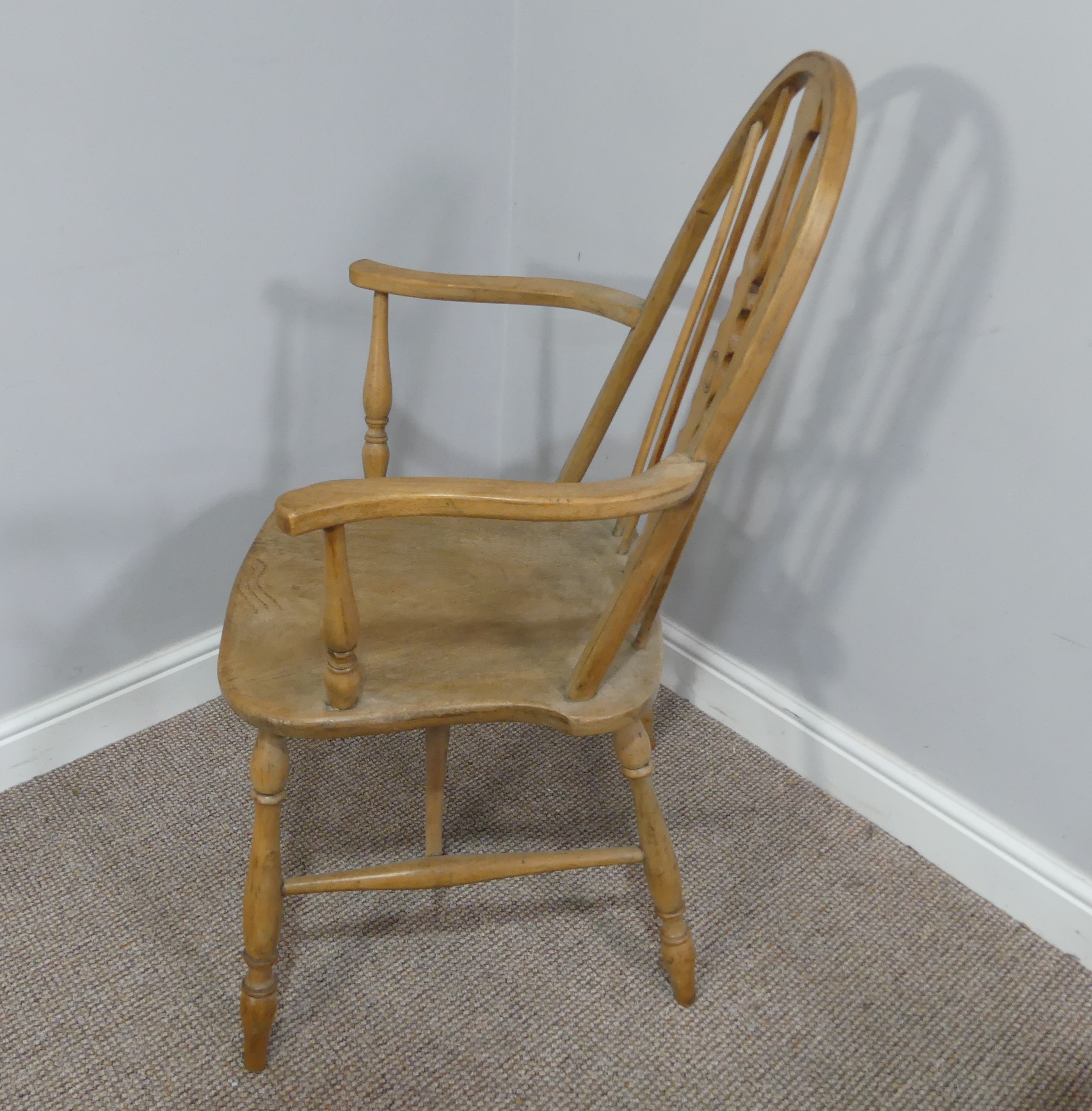 A set of six ash and elm Windsor Armchairs, with hoop backs, W 59cm x H 100cm x D 56cm (6) - Image 12 of 13