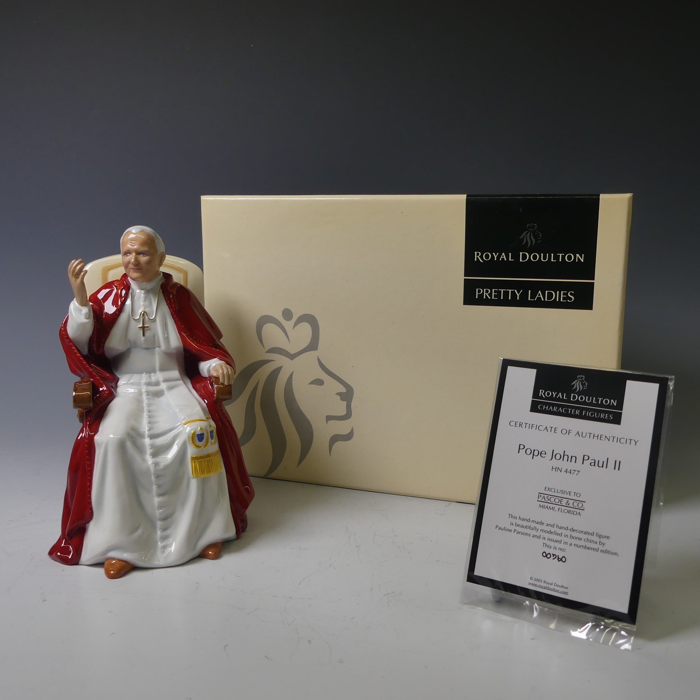 A Royal Doulton limited edition figure of Pope John Paul II, HN4477, (no.760), with box and - Image 2 of 8