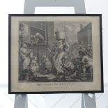 After William Hogarth (1697-1764), The Enraged Musician, engraving, 36 x 41cm, framed.