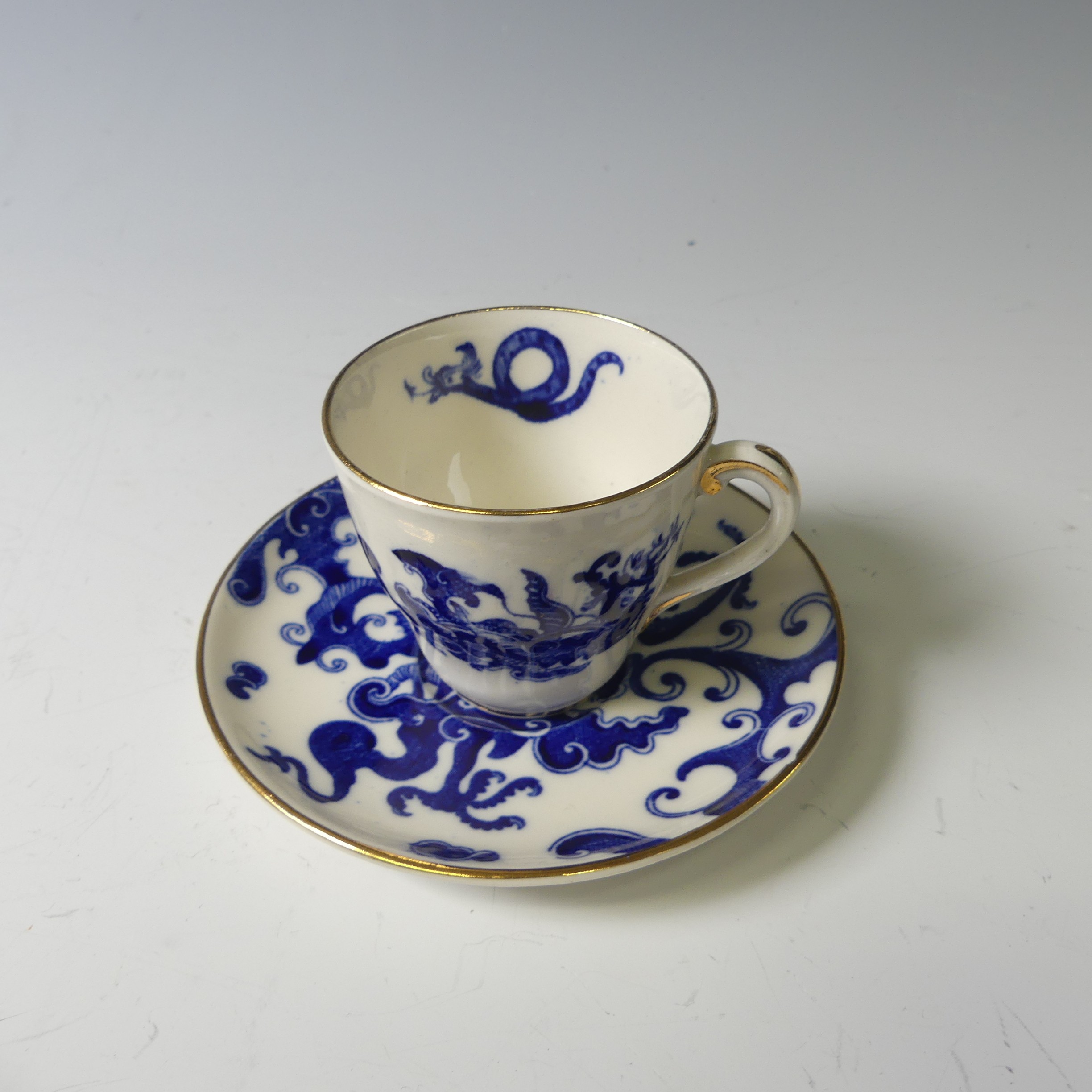 A Royal Worcester chinoiserie dragon pattern part Coffee Set, comprising four Cans and six - Image 5 of 12