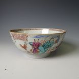 A 19thC Chinese porcelain famille rose Bowl, decorated with figures and fauna enclosed with scale
