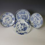A pair of antique Chinese blue and white porcelain Plates, of octagonal form, decorated with greek