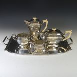 A George V silver five piece Tea Set, by Frank Cobb & Co Ltd., hallmarked Sheffield, 1935, of shaped