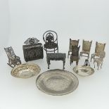 A set of three Continental silver Chairs, with London hallmarks for 1903, 5cm high, together with