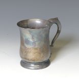 An Elizabeth II silver Christening Mug, by Viner's Ltd., of baluster form with leaf capped scroll
