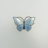 A Norwegian silver and enamel Butterfly Brooch, by Marius Hammer, in pale blue, marked on the