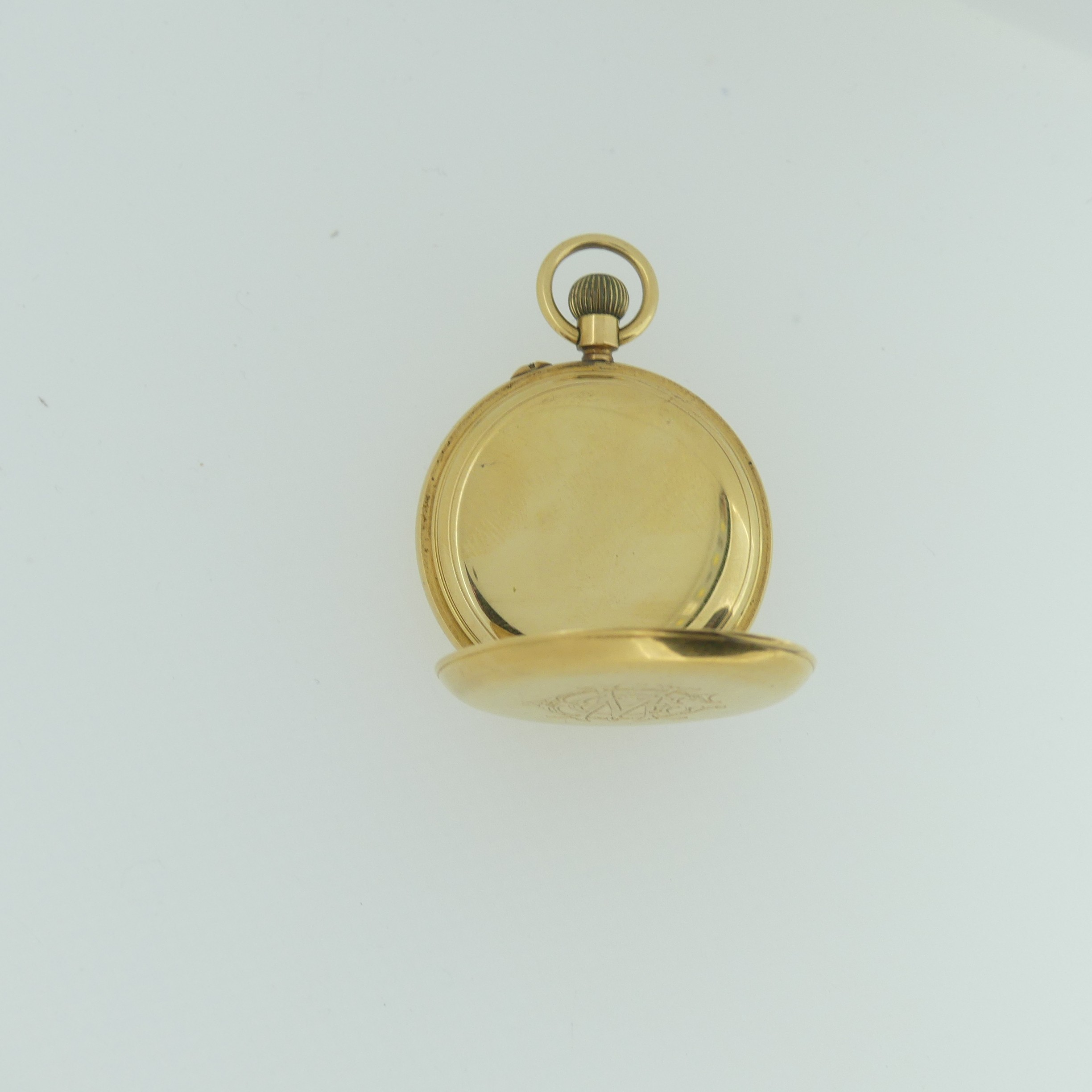 An early 20th century 18ct gold half hunter Pocket Watch, with 18ct gold cuvette cover, the enamel - Image 10 of 17