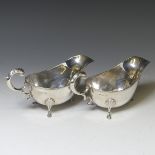 A pair of George V silver Sauce Boats, by William Hutton & Sons Ltd., hallmarked Birmingham, 1929,