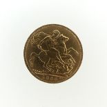 An Edwardian gold Sovereign, dated 1908.