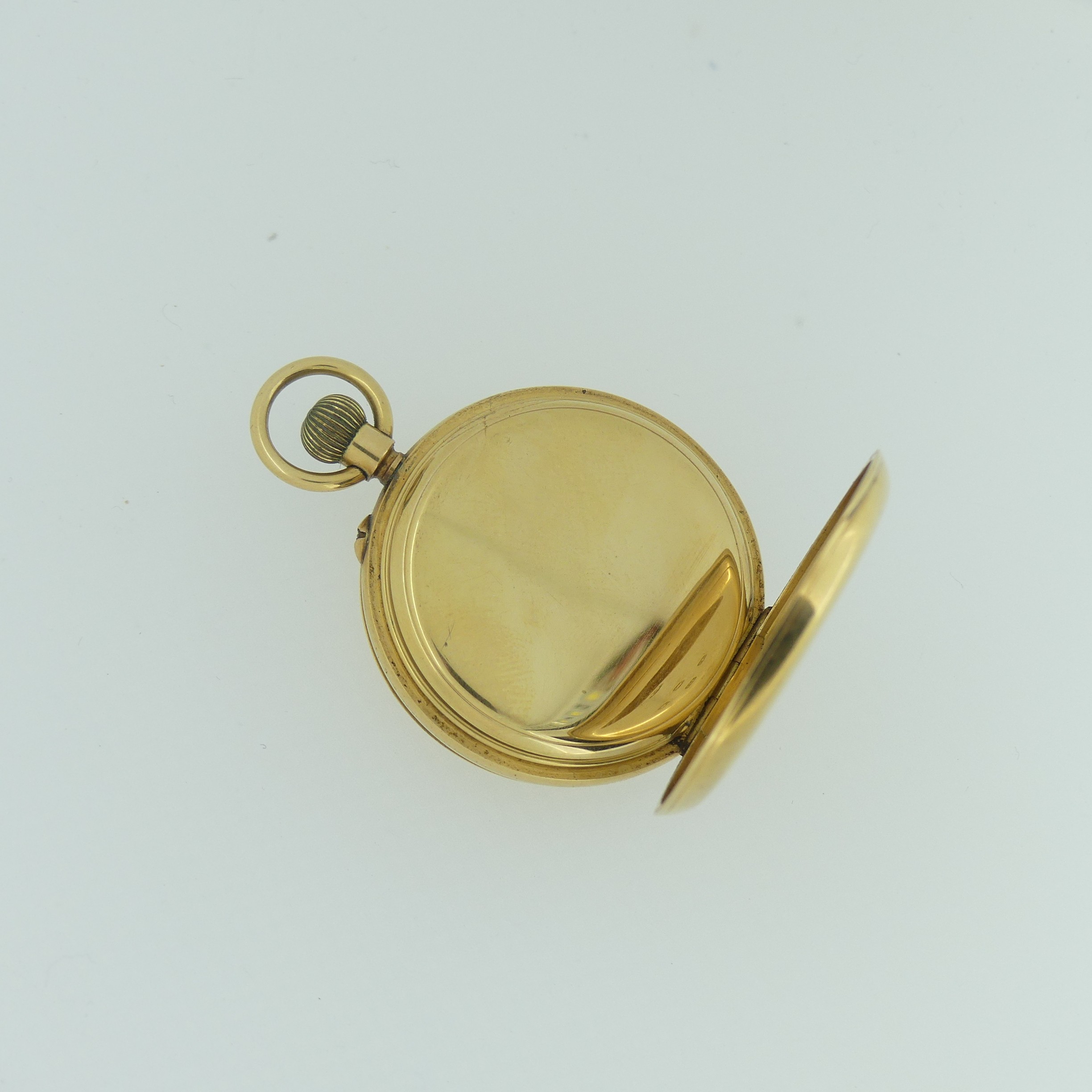 An early 20th century 18ct gold half hunter Pocket Watch, with 18ct gold cuvette cover, the enamel - Image 11 of 17