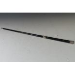 A late Victorian silver mounted ebonised Conductors Baton, hallmarked Birmingham, 1898, 51.5cm long.