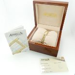 An 18ct yellow gold lady's Appella Wristwatch, ref. 852, with rectangular mother of pearl dial, gold