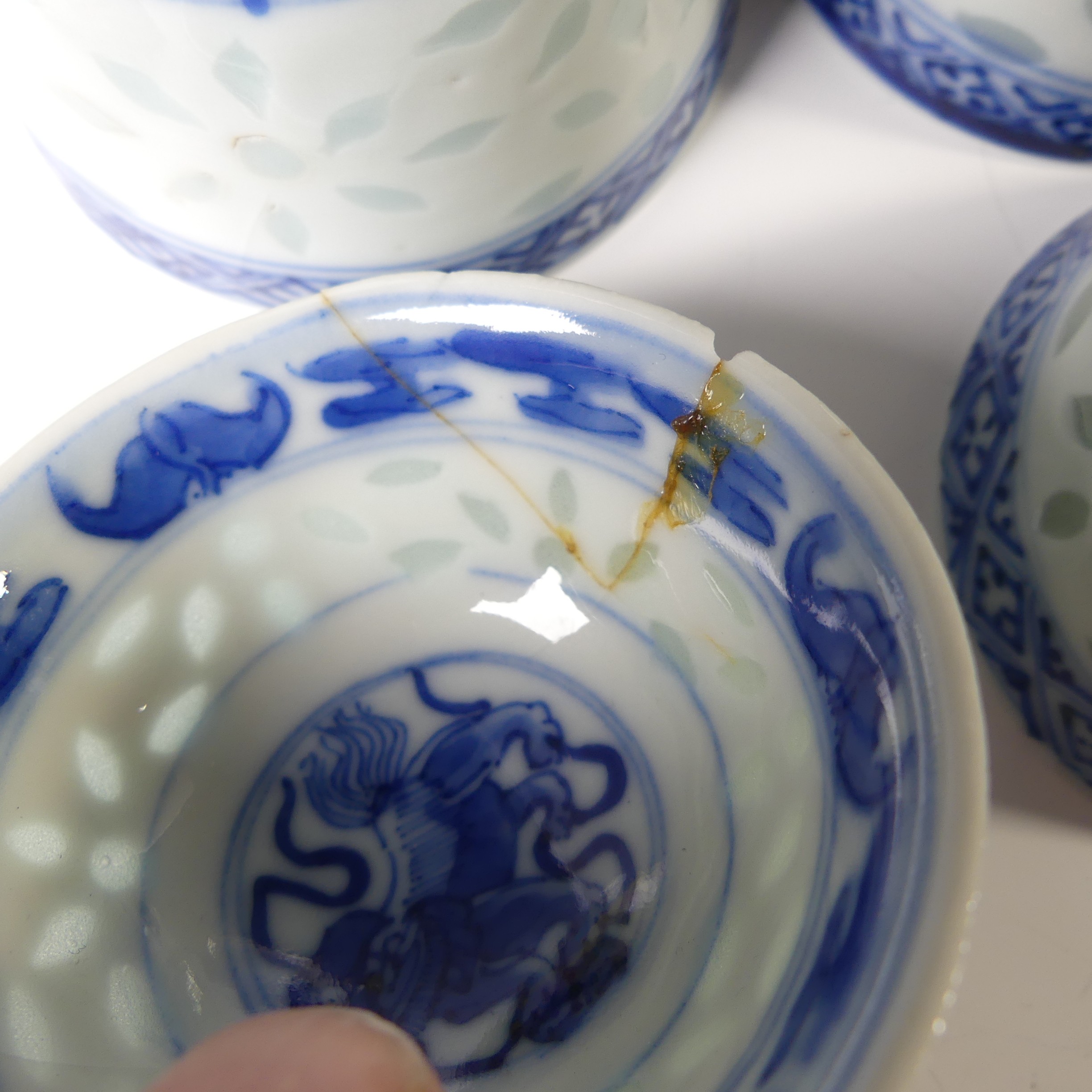 An early 20thC Chinese famille jaune Teabowl, decorated in colourful depictions of dragons and - Image 7 of 12