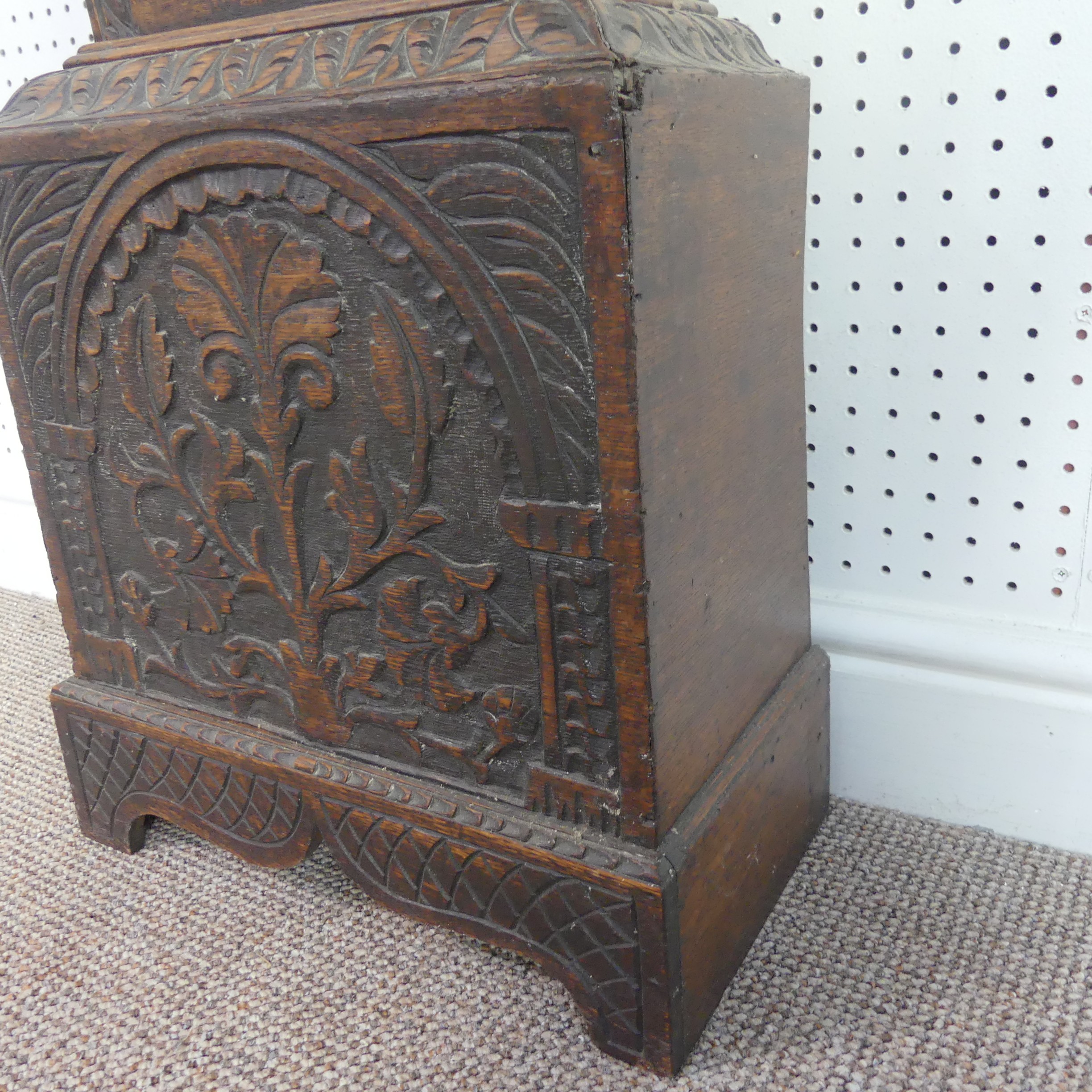 W. Fletcher, Leeds, a carved oak 8-day longcase clock with two-weight movement striking on a bell, - Image 18 of 29